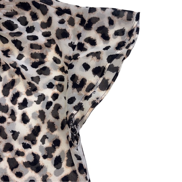 Express Leopard Print Ruffle Neck Blouse – Size Small - Picture 4 of 5